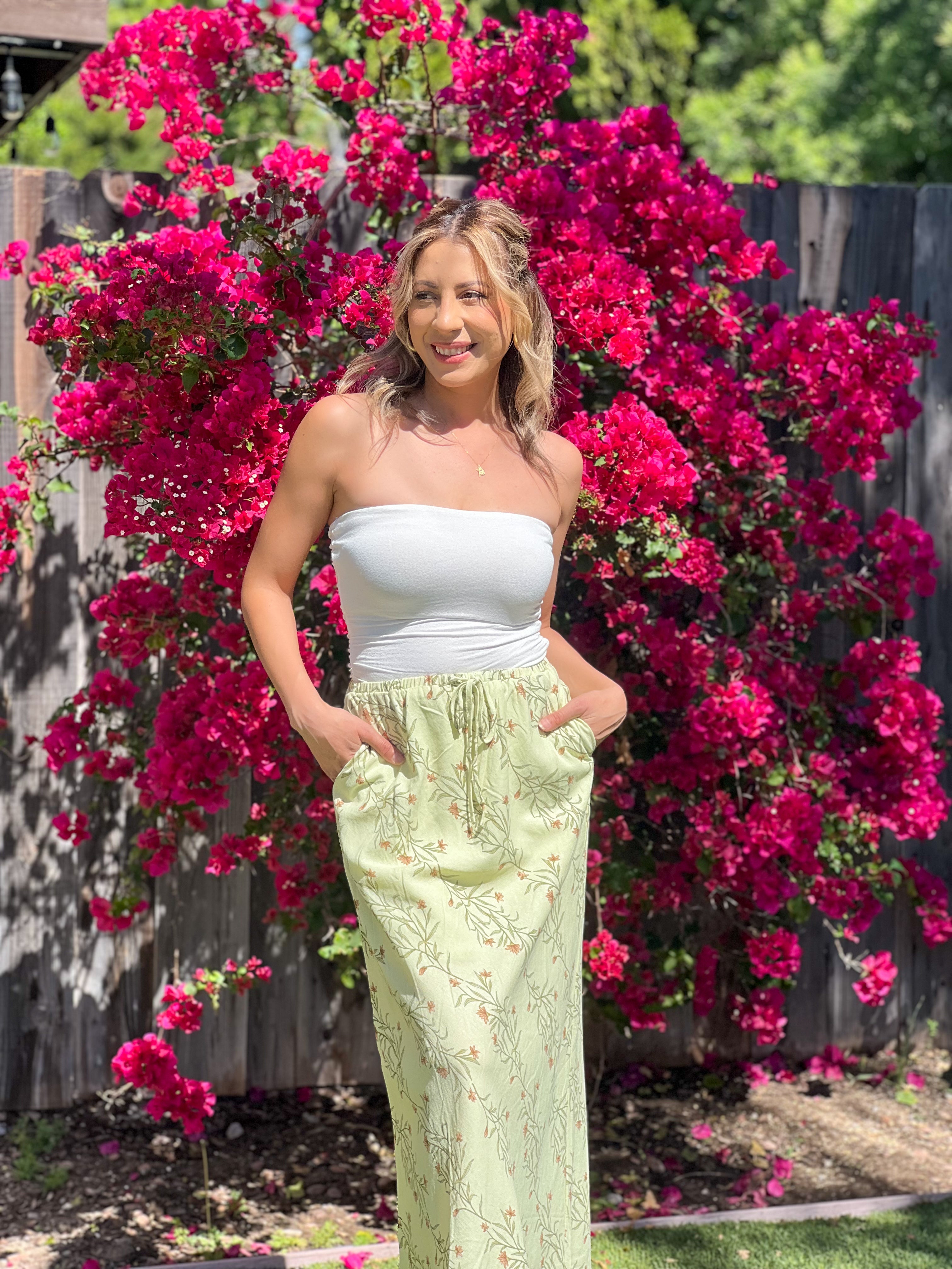 Sage Meadow Floral Print Skirt – Lazo Chic