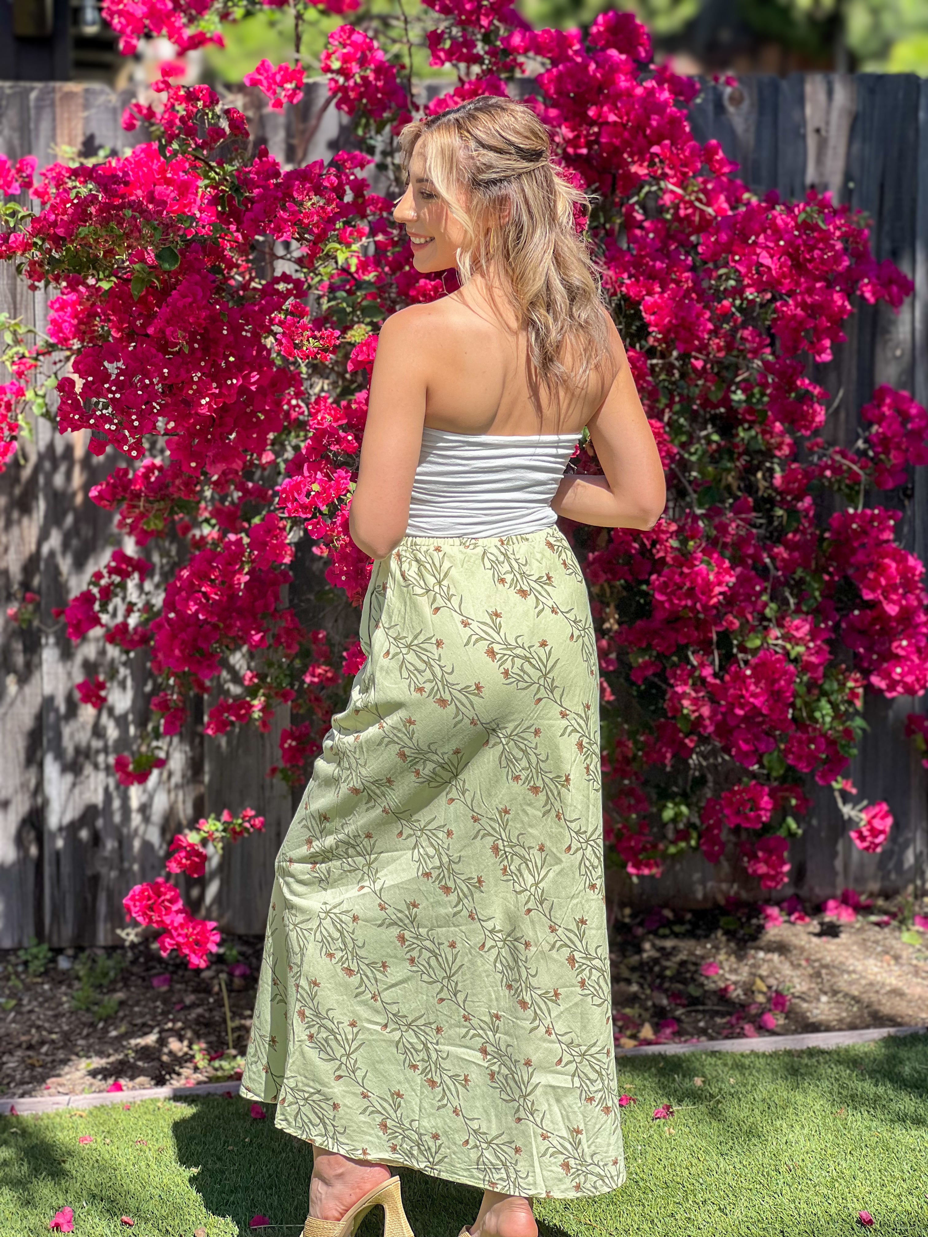 Sage Meadow Floral Print Skirt – Lazo Chic