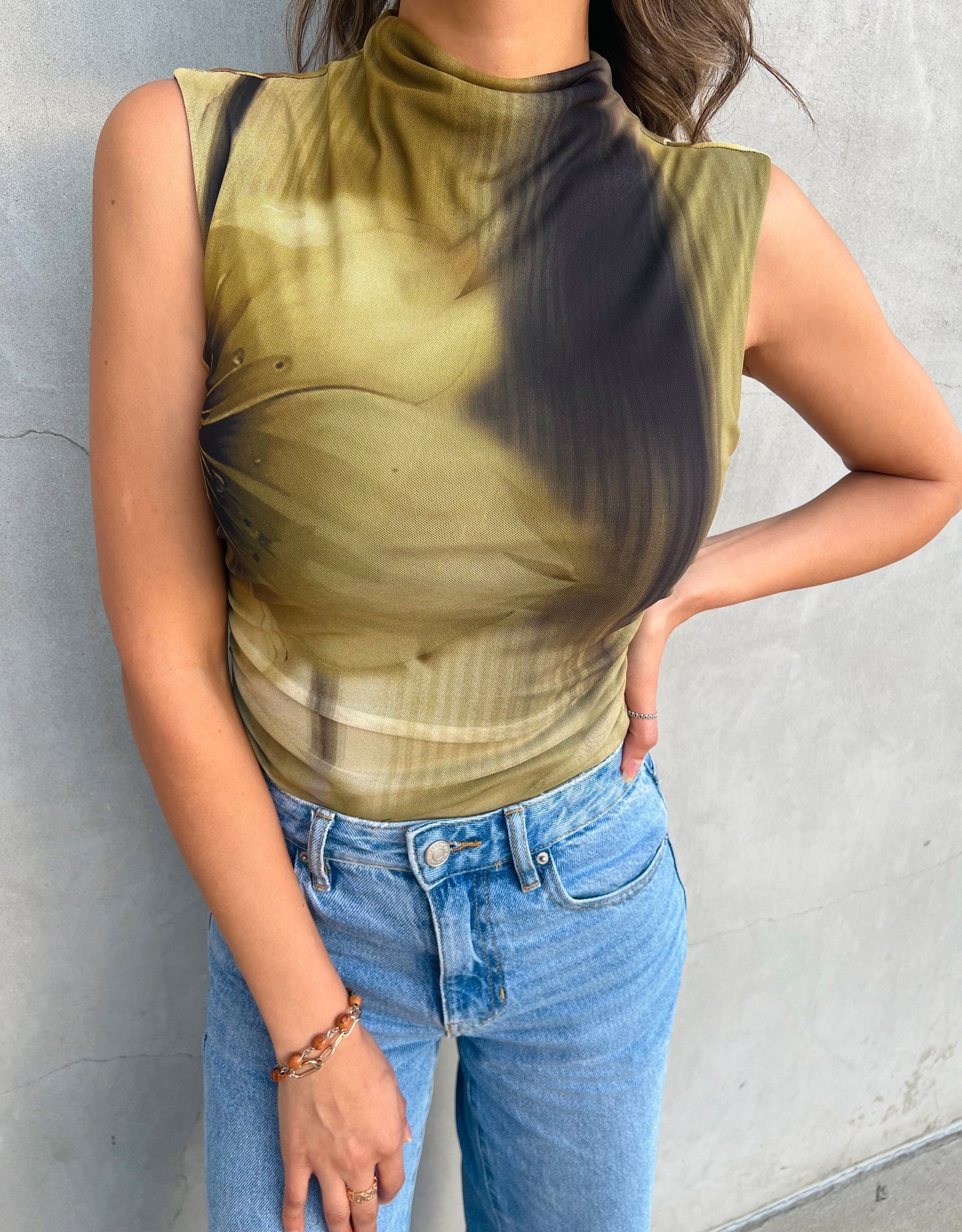 Winter Bloom Mesh Top