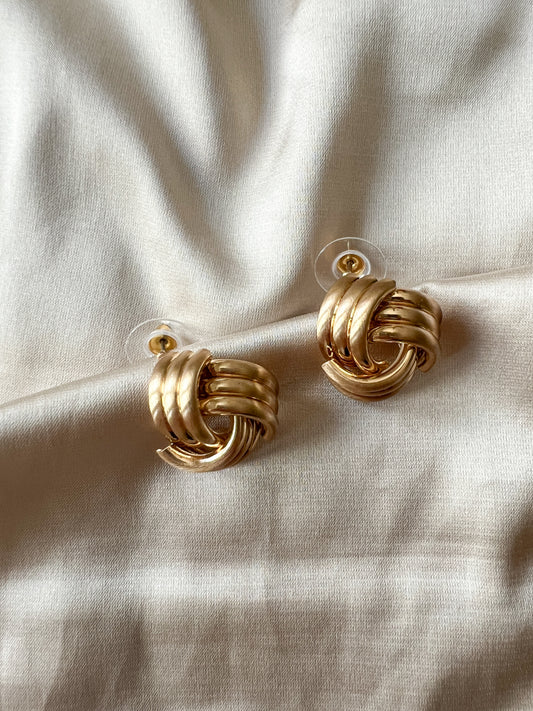 Gold Knot Stud Earrings