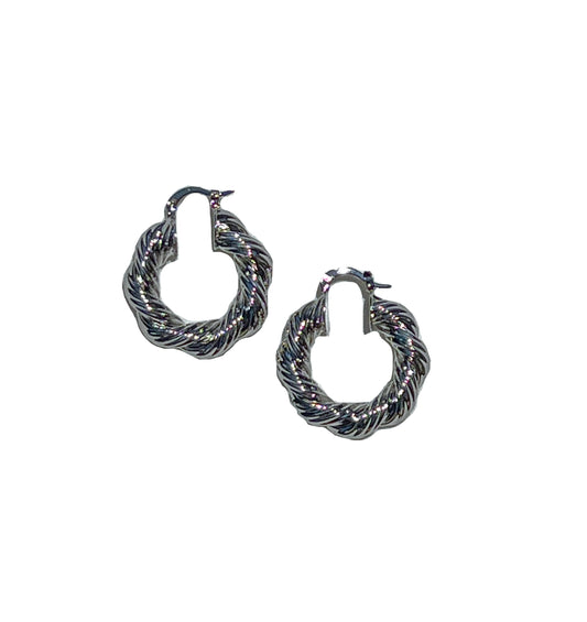 Silver Wrapped Hoop Earrings