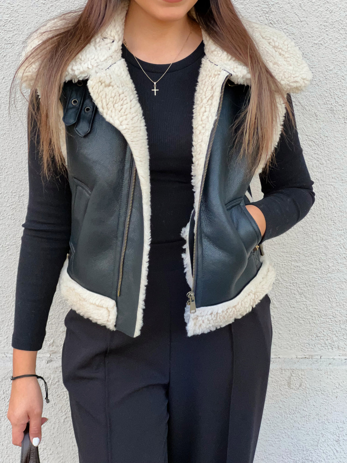 Wrapped in Winter Leather Black Vest | Faux Fur | Winter Outerwear ...