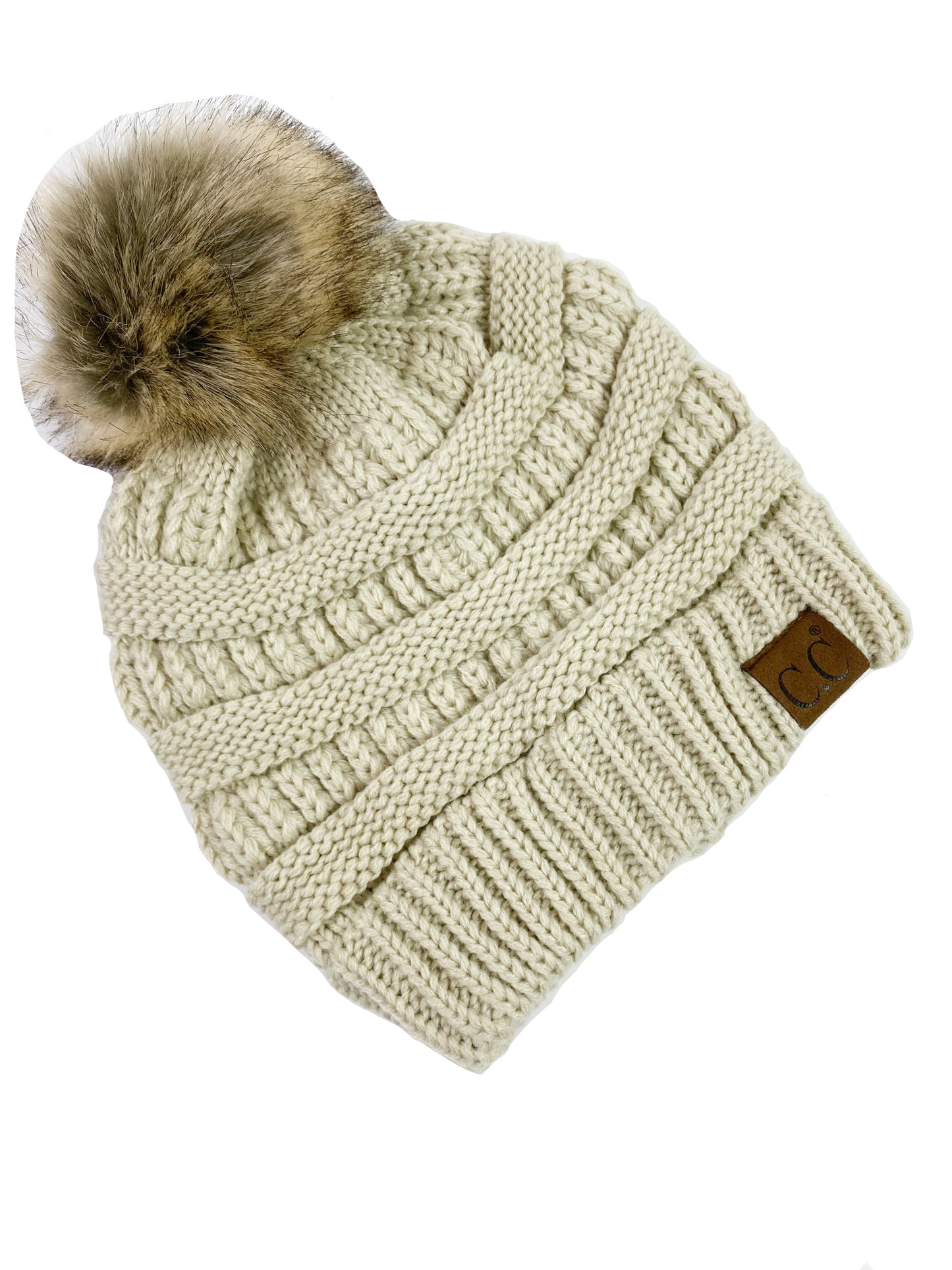 C.C Classic Beanies for Adults, Winter Hats, Winter Beanies, Premium Hats, Warm Hats, Winter Accessories, CC Beanies. One size fits all. Authentic C.C Hat 100% Acrylic. Faux Fur Pom-Pom