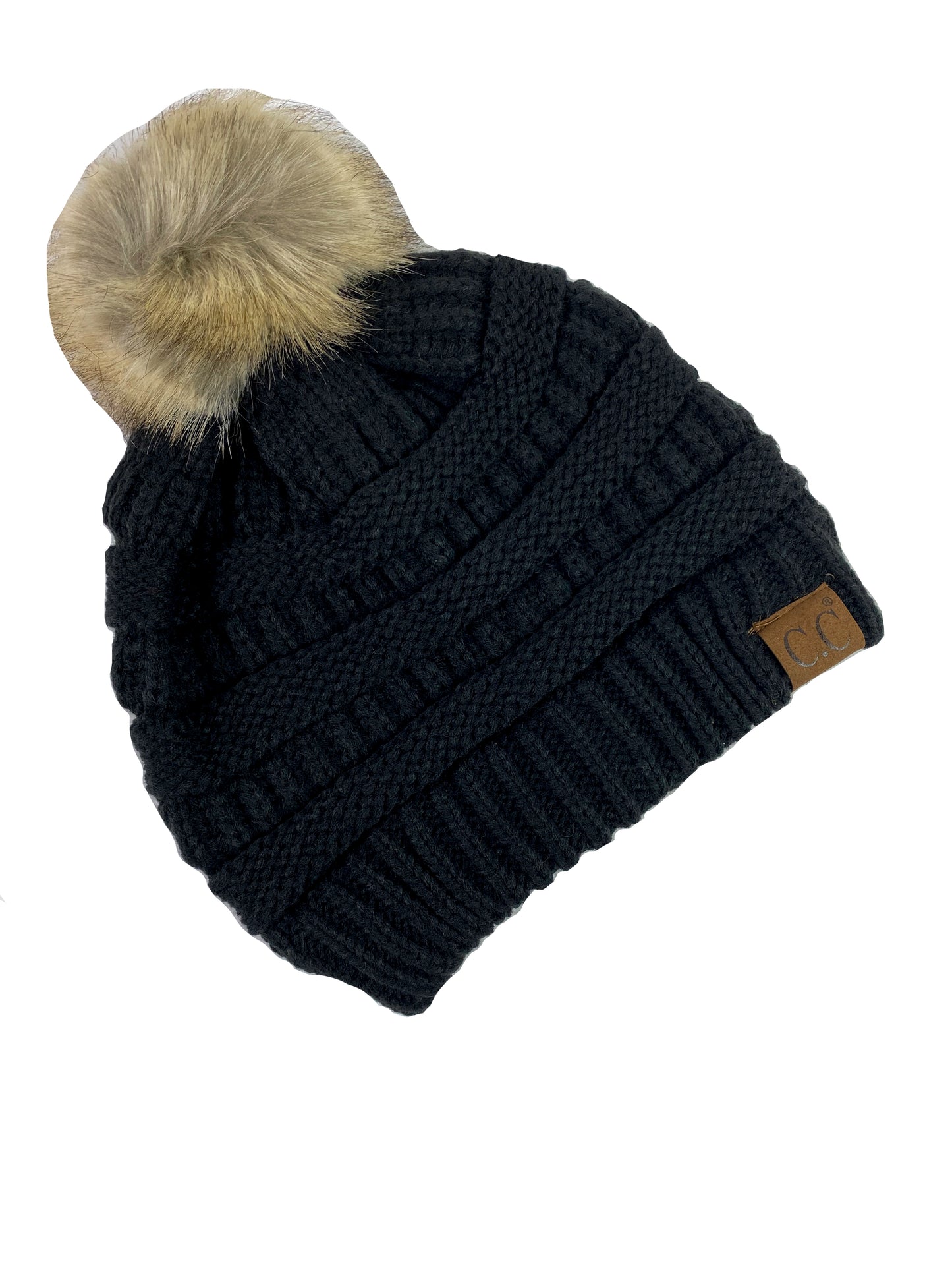 C.C Classic Beanies for Adults, Winter Hats, Winter Beanies, Premium Hats, Warm Hats, Winter Accessories, CC Beanies. One size fits all. Authentic C.C Hat 100% Acrylic. Faux Fur Pom-Pom