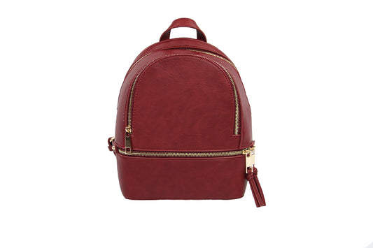 Burgundy Backpack Purse with Adjustable Straps and Front Zippers. PU Leather & Polyester Lining. Gold Detail. Shop Women's Stylish High Quality Backpack Handbag Purses. Stylish and Great Fit for Travel, School, Shopping, and Casual Daywear. Includes Adjustable Straps. PU Leather & Polyester Lining. Gold Detail Zippers. We offer a variety of colors in styles at Lazo Chic