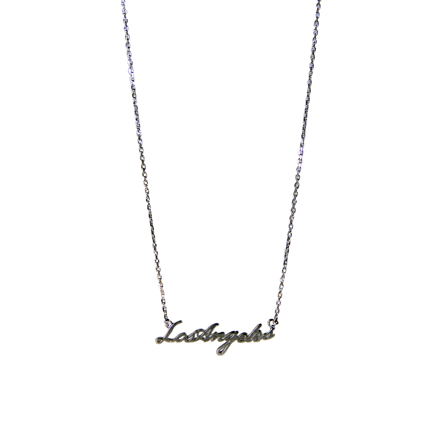 Los Angeles Silver Necklace. Represent your city by wearing this cute statement piece. Los Angeles, California.