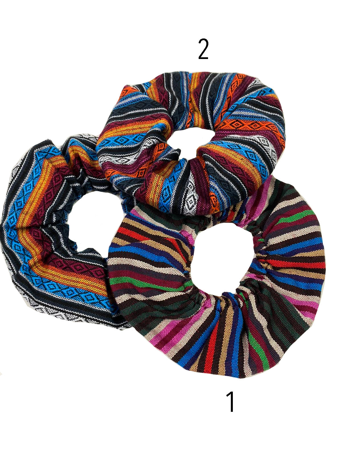 Handmade Hair Scrunchies Hair Bands Scrunchy Hair Ties . Handmade in Guatemala. Great for women's and girls for all ages. Handwoven Intricate Fabric Available in 3 different styles.